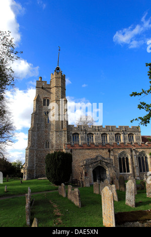 Pfarrei Kirche des St. Marys, Cavendish Dorf, Suffolk County, England, Großbritannien. Stockfoto