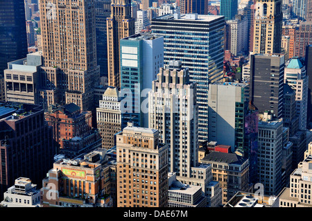 Panoramablick von der Aussichtsplattform "Top of the Rock" des Rockefeller Center in Downtown Manhattan, USA, New York City, Manhattan Stockfoto