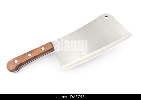 Fleisch-Hackmesser-Messer isoliert auf weißem Hintergrund Stockfoto