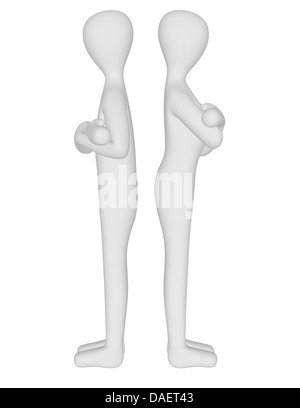 3D Render von ein paar böse auf einander Stockfoto