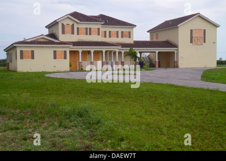 Miami Florida, Homestead, Redland, Herrenhaus, Haushäuser Häuser Häuser Residenz, Haus, Residenz, vernagelt, leer, Immobilien, verlassen, leer, Krise, b Stockfoto