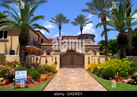 Miami Beach Florida, Haus Haus Häuser Häuser Wohnsitz, Haus, Villa, Verkauf, Schild, Tor, FL130601004 Stockfoto