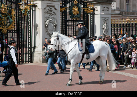 LONDON - 17 Mai: Britische königliche Garde auf Pferd Reiten und führen Sie die Wachablösung im Buckingham Palace am 17. Mai 2013 Stockfoto