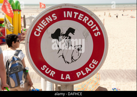 Keine Hunde melden Chiens Interdits Le Touquet Frankreich Stockfoto