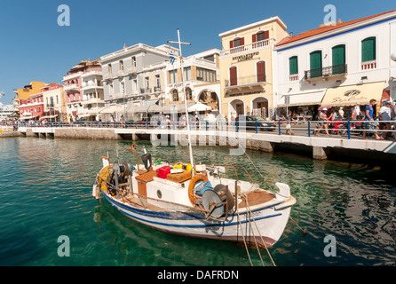 Angeln, Boot, Hafen von Agios Nikolaos, Kreta, Griechenland Stockfoto