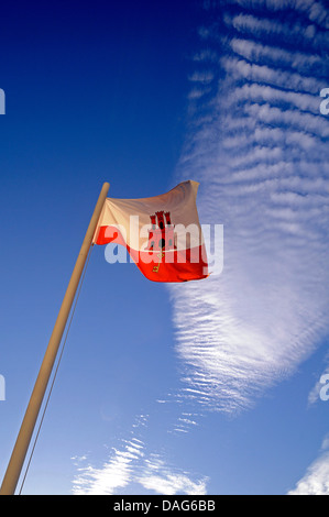 Flagge von Gibraltar, Gibraltar Stockfoto