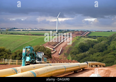 Verlegung von LNG-Pipeline von Milford Haven, Pembrokeshire, Wales, England, Vereinigtes Königreich Stockfoto