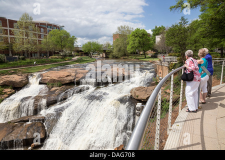 Wyche übersehen Falls Park auf näselnd, Greenville, SC, USA Stockfoto