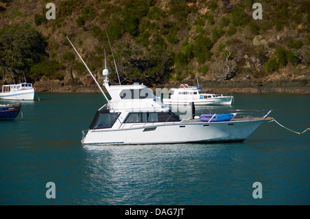 Boot vor der Küste von Waiheke Insel, Auckland, Neuseeland. Stockfoto