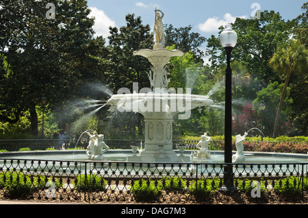 FOUNTAIN FORSYTH PARK SAVANNAH GEORGIA USA Stockfoto