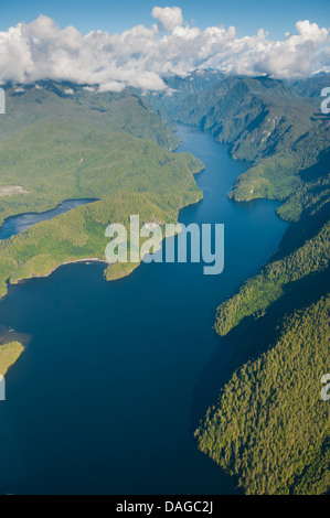 Küstenlandschaft in Great Bear Rainforest, British Columbia, Kanada. Stockfoto