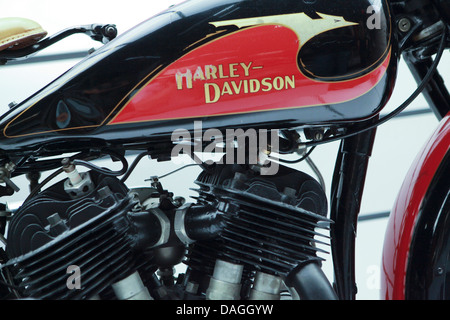 Ein 1933 Harley-Davidson Motorrad sieht man auf dem Display an der Harley-Davidson Museum in Milwaukee Stockfoto