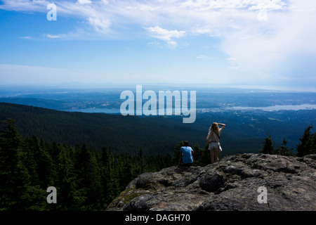 Blick über Vancouver und BC untereren Festland von Hund Berg Mount Seymour Provincial Park, North Vancouver, BC, Kanada Stockfoto