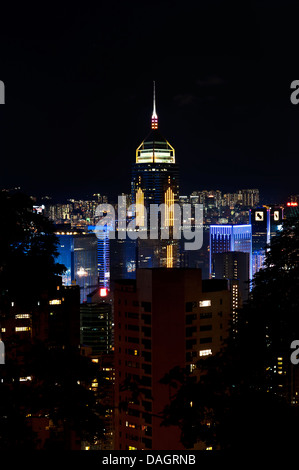 Central Plaza in der Nacht, Wan Chai hong kong Stockfoto