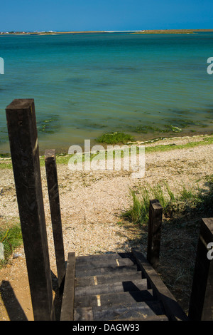 Stufen zum Pagham Harbour Nature Reserve West Sussex England Stockfoto