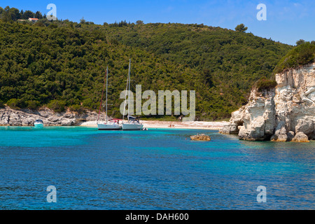 Voutoumi Bucht auf Antipaxos Insel in Griechenland. Ionisches Meer Stockfoto