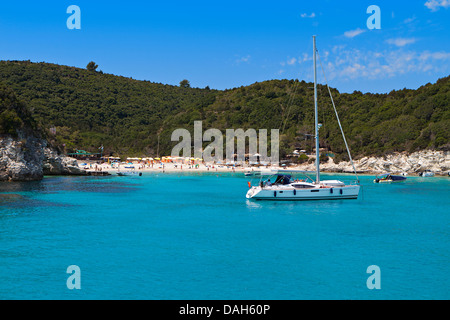 Voutoumi Bucht auf Antipaxos Insel in Griechenland. Ionisches Meer Stockfoto