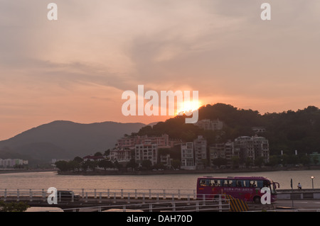 Stadtbild in Macao bei Sonnenuntergang Stockfoto