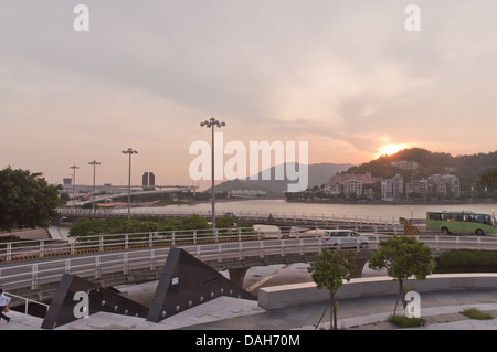 Stadtbild in Macao bei Sonnenuntergang Stockfoto