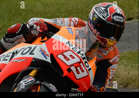 Oberlungwitz, Deutschland. 13. Juli 2013. Marc Marquez (Repsol Honda Team) während des Qualifyings auf Sachsenring Credit: Gaetano Piazzolla/Alamy Live News Stockfoto