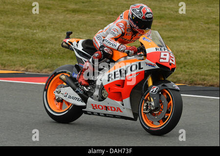 Oberlungwitz, Deutschland. 13. Juli 2013. Marc Marquez (Repsol Honda Team) während des Qualifyings auf Sachsenring Credit: Gaetano Piazzolla/Alamy Live News Stockfoto