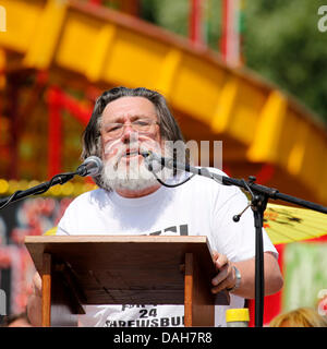 Ricky Tomlinson anlässlich der 129. Durham Miner Gala in Durham, England. Tomlinson ist Petitionen und Aufforderung an die Regierung, die Überzeugungen von Shrewsbury Streikposten zu untersuchen. Stockfoto