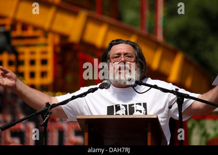 Ricky Tomlinson anlässlich der 129. Durham Miner Gala in Durham, England. Tomlinson ist Petitionen und Aufforderung an die Regierung, die Überzeugungen von Shrewsbury Streikposten zu untersuchen. Stockfoto