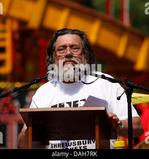 Ricky Tomlinson anlässlich der 129. Durham Miner Gala in Durham, England. Tomlinson ist Petitionen und Aufforderung an die Regierung, die Überzeugungen von Shrewsbury Streikposten zu untersuchen. Stockfoto