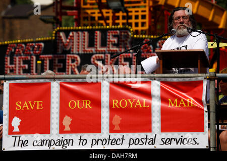 Ricky Tomlinson anlässlich der 129. Durham Miner Gala in Durham, England. Tomlinson ist Petitionen und Aufforderung an die Regierung, die Überzeugungen von Shrewsbury Streikposten zu untersuchen. Stockfoto