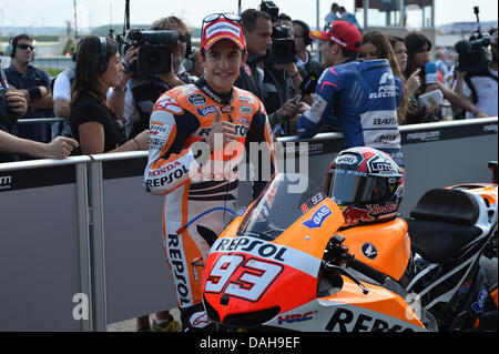 Oberlungwitz, Deutschland. 13. Juli 2013.  Marc Marquez (Repsol Honda Team) bei der deutschen Motorradweltmeisterschaft aus dem Sachsenring-Rennstrecke. Bildnachweis: Action Plus Sport Bilder/Alamy Live News Stockfoto