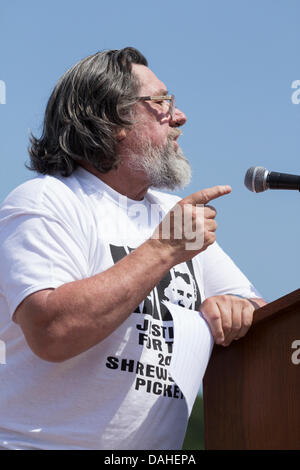 Schauspieler Ricky Tomlinson, Gastredner bei der Durham Miner Gala. Juli 2013 Stockfoto