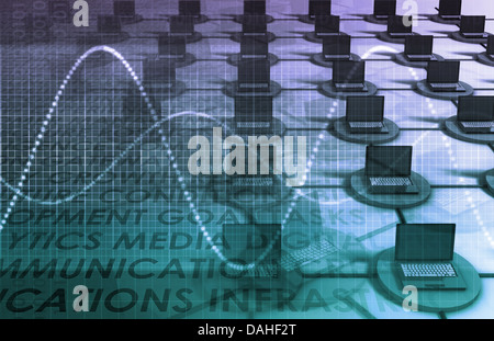 Datennetz auf ein Firmensystem als Kunst Stockfoto