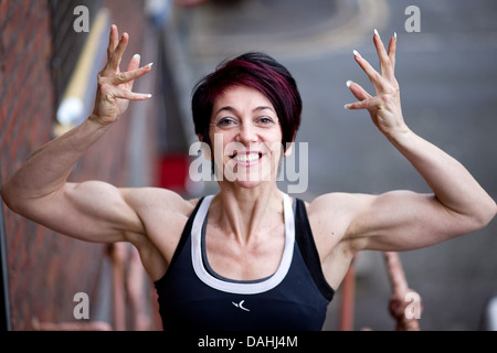 Jo Perruzza Bodybuilder Body Builder Bodybuilding Bodybuilding Stockfoto