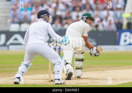 Nottingham, UK. 14. Juli 2013. Matt Prior und Ashton Agar tagsüber Spiel fünf der ersten Investec Asche Test bei Trent Bridge Cricket Ground am 14. Juli 2013 in Nottingham, England. Bildnachweis: Mitchell Gunn/ESPA/Alamy Live-Nachrichten Stockfoto