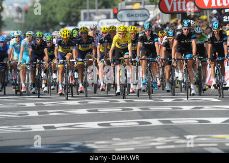 Lyon, Frankreich. 13. Juli 2013. Tour de France Etappe 14, Saint-Pourçain Sur Sioule, Sky 2013, Froome Christopher, Siutsou Konstantin, Stannard Jan, Lyon Lyon, Lyon Credit: Action Plus Sport Bilder/Alamy Live News Stockfoto