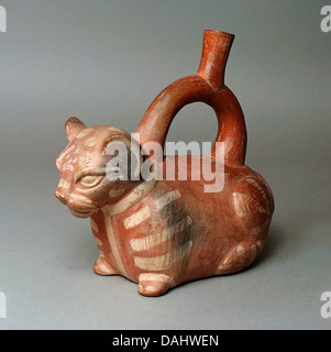 Steigbügel Auslauf Gefäß in Form einer Katze LACMA-AC1998.101.1 Stockfoto