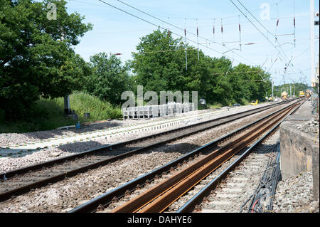 Änderungen durchgeführt, die West Coast Main Line zwischen Warrington und Preston Stockfoto