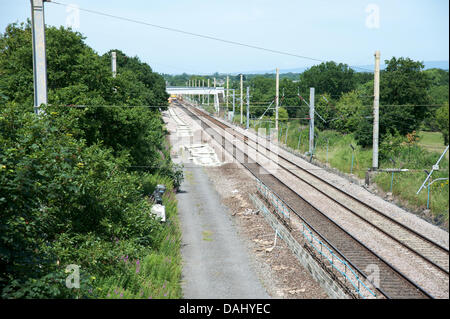 Änderungen durchgeführt, die West Coast Main Line zwischen Warrington und Preston Stockfoto