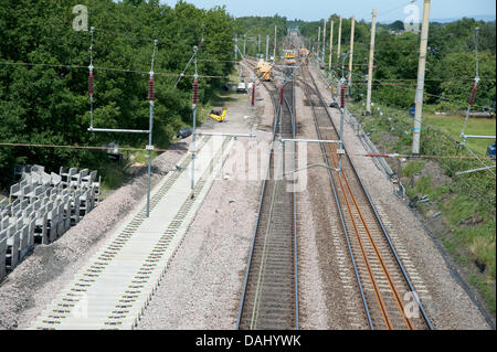 Änderungen durchgeführt, die West Coast Main Line zwischen Warrington und Preston Stockfoto