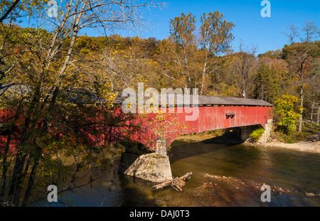 Cox Ford gedeckte Brücke, Parke County, Indiana, Vereinigte Staaten von Amerika Stockfoto