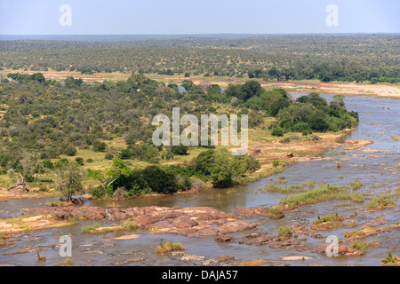 Der Olifants River vom Olifants Rest Camp, Krüger Nationalpark, Südafrika gesehen. Stockfoto