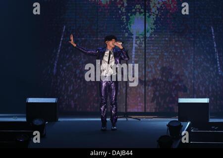 JJ Lin durchgeführt auf JJ World Tour in Taipei, Taiwan, China am Samstag Juli 13,2013. Stockfoto