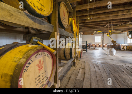 Das Keg-Zimmer in der historischen Nant-Whisky-Brennerei in der Nähe von Bothwell Tasmanien Stockfoto