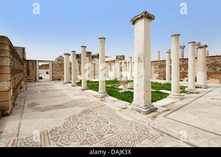 Türkei, Sardes, Ansicht von Sardes Synagoge mit Mosaikboden Stockfoto