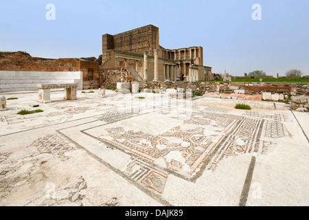 Türkei, Sardes, Ansicht von Sardes Synagoge mit Mosaik floo Stockfoto