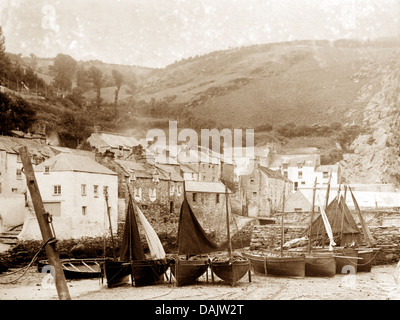 Hafen von Polperro frühen 1900er Jahren Stockfoto