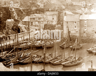 Hafen von Polperro frühen 1900er Jahren Stockfoto