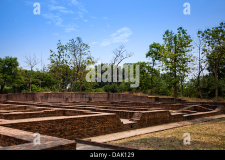 Archäologische Ausgrabungsstätte, Sravasti, Uttar Pradesh, Indien Stockfoto