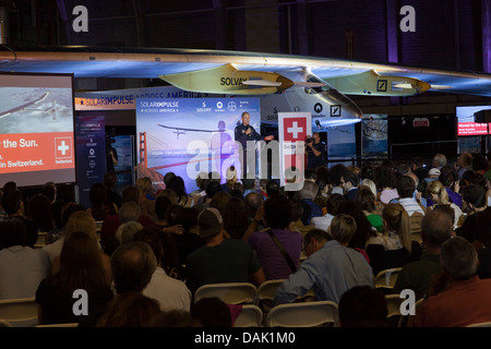 Solarflugzeug Präsentation in New York Stockfoto