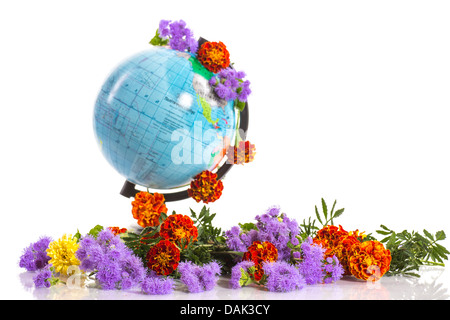 Blumenstrauß und eine Kugel am Tag der Lehrer Stockfoto